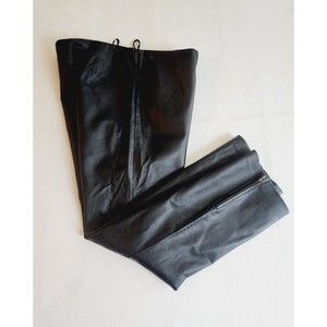 Vintage Carabella Womens Y2K Pants With Hem Zipper 8 Black 100% Leather